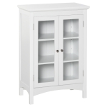 HOMCOM Kücheschrank Sideboard Kommode Aufbewahrungsschrank mit Glastür und verstellbarer Einlegeböden Esszimmer Wohnzimmer MDF Weiß 60 x 35 x 90 cm