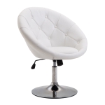 HOMCOM Arbeitshocker Drehhocker Drehstuhl Bürostuhl verchromt höhenverstellbar, PU+Stahl, Schwarz/Weiß, 56x71x78,5-90,5cm (Weiß)