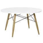 HOMCOM Couchtisch Wohnzimmertisch Beistelltisch Kaffeetisch Teetisch Nachttisch rund Holz + Metall Natur + Weiß Ø80 x H45 cm