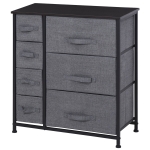 HOMCOM Schubladenschrank Aufbewahrungsschrank mit faltbaren 7 Stoffschubladen Metallgestell + Holz + Vliesstoff Grau 63,5 x 30 x 71 cm