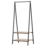 HOMCOM Gaderobenständer Kleiderständer Kleiderstange mit Schuhablage Wäscheständer Metall + Holz Schwarz + Natur 64 x 42,5 x 149 cm