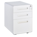 Vinsetto Rollcontainer, Aktenschrank, Bürocontainer mit 3 Schubladen, Büroschrank, Aufbewahrung, Container, Stahl, Weiß, 39 x 48 x 59 cm