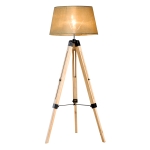 HOMCOM Stehlampe Stehleuchte Standleuchte höhenverstellbar E27, Kiefer+Polyester, 65x65x99-143cm (Beige)