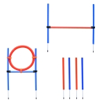 PawHut Agility-Übungs-Set Slalom-Hürden-Sprungring 3 in 1 Hundesport Trainingsplatz PE Blau+Rot