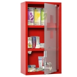 kleankin® Medizinschrank Arzneischrank Erste-Hilfe-Schrank mit Schloss 3 Fächer Stahl Rot