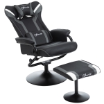 Vinsetto Relaxsessel mit Hocker, Fernsehsessel, Polstersessel, Gaming-Liegesofa, 130° neigbar, Schwarz+Grau, 67 x 82,5 x 103 cm