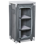 Outsunny Campingschrank faltbar Küchenbox tragbar mit Arbeitsplatte Tragetasche 3 Ablagen 600D Oxford Stoff Grau 60 x 50 x 104,5 cm