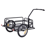 HOMCOM Fahrradanhänger Lastenanhänger 40 kg Belastbarkeit Transportanhänger Handwagen Kupplung klappbar Stahl Gummi Schwarz 155 x 71,5 x 77 cm