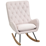 HOMCOM® Schwingsessel Schaukelstuhl Relaxstuhl Schaukelsessel Leinen Stahl Cremeweiß