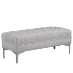 HOMCOM Polsterbank Sitzbank Truhenbank Lounge Retro, Leinen+Metall, Grau, L108xB44xH44cm