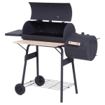 Outsunny® Smoker Grill BBQ Holzkohlengrill Grillwagen mit 2 x Brennkammer Schornstein Schwarz 124 x 53 x 108 cm