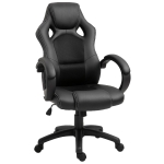 HOMCOM Silla de Oficina Ergonómica Silla de Escritorio Giratoria con Altura Ajustable y Respaldo Alto Tapizado en Cuero PU y Malla Transpirable 71x61x108-118 cm Negro