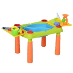 HOMCOM Kinder Sand- und Wasserspieltisch matschtisch kinder outdoor Spieltisch Outdoor Kinder Sandtisch mit 16-tlg. Zubehör, Spieltisch, Strandspielzeug, ab 3 Jahren, PP, 99,5 x 49 x 48 cm