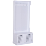 HOMCOM Garderobe Garderobenständer Kleiderständer mit Sitzbank Kleiderhaken MDF Weiß 80 x 40 x 180 cm