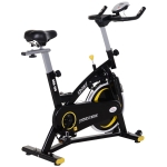 HOMCOM Fahrradtrainer mit stufenlosem Widerstand, Heimtrainer mit 10kg Schwungrad, Indoor Cycling Bike, Fitnessfahrrad, Höhenverstellbar, Stahl, Schwarz, 120 x 47 x 104,5-117 cm