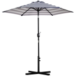 Outsunny Sonnenschirm Gartenschirm Terrassenschirm Gestell Stahl im Freien Blauer Streifen Ø227 x 225 cm