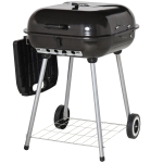 Outsunny® Kohlegrill Grillwagen Standgrill mit Windschutz 2 x Ablagefach Metall Schwarz 96 x 61 x 83 cm