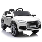 HOMCOM Coche Eléctrico para Niño +3 Años Audi Q5 con Mando a Distancia MP3 Luces y Sonidos Apertura de Puerta 116x75x56cm Carga 30kg Blanco(c-2)