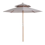 Outsunny® Gartenschirm Sonnenschirm Doppeldach Holzschirm Holz Balkonschirm Grau