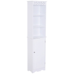 HOMCOM Badschrank Wäscheschrank Standregal Badezimmer Aufbewahrung 6 Fächer MDF Weiß 40 x 23 x 160 cm