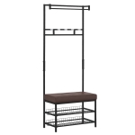 HOMCOM Perchero con Asiento Acolchado Estante para Zapatos y Colgador de Ropa - Negro - 72.5x35x180cm