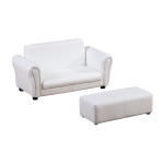HOMCOM Kindersessel mit Fußhocker, Kindercouch mit Hocker, Kindersofa, Sofa Sessel, Weiß