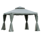 Outsunny® Gartenpavillon Pavillon Partyzelt Gartenzelt mit 4 x Seitenwand 3 x 3 m Grau