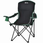 Outsunny Campingstuhl Klappstuhl Anglerstuhl Höhenverstellbar mit Getränkehalter faltbar inkl Tragetasche Regiestuhl bis 136 kg belastbar Schwarz+Grün 75,5 x 88 x 101-104 cm