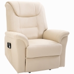 HOMCOM elektrischer Massage-Liegestuhl mit Vibrierendemassage Heizfunktion Aufstehhilfe Elektrorollstuhl Fernbedienung mit Netzkabel PU-Leder Cremeweiß 93 x 95 x 106 cm