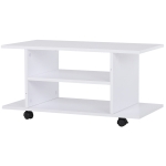 HOMCOM Fernsehtisch TV-Rack TV-Bank Lowboard rollbar vielseitig Mehrzweck Wohnzimmer Schlafzimmer Spanlatte in Weiß 80 x 40 x 40 cm