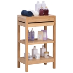 HOMCOM Badzimmerregal mit Klappdeckel Badezimmer Standregal Bambus Natur