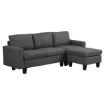 HOMCOM Ecksofa Stoffsofa Eckcouch Couchgarnitur mit Chaiselongue L-Form Leinen Grau