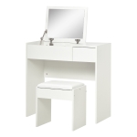HOMCOM Schminktisch Frisiertisch Kosmetiktisch Klappspiegel mit Hocker Weiß 80 x 40 x 79cm