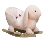 HOMCOM Kinder Schaukelpferd Baby Schaukeltier Kaninchen mit Tiergeräusche Spielzeug Haltegriffe Plüsch ab 18 Monaten Rosa 60 x 33 x 50 cm