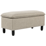 HOMCOM® Polsterbank Sitzbank mit Stauraum Truhenbank Polyester Eukalyptusholz Beige