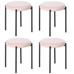 HOMCOM 4er-Set Esszimmerhocker Stapelhocker Küchenhocker Thekenhocker mit gepolstertem Sitz Rundhocker Barhocker Velvet-Touch modern Küche Esszimmer Polyester Stahl Rosa 41,5 x 41,5 x 46 cm