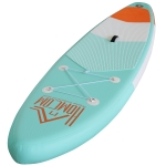 HOMCOM Aufblasbares Surfbrett, Surfboard mit Paddel, Stand Up Board, Rutschfest, Inkl. Ausrüstung, PVC, EVA, Grün, 305 x 76 x 15 cm