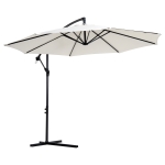 Outsunny Sonnenschirm Ampelschirm Kurbelschirm mit Handkurbel Rund, Stahlbogenstäbe und Stahl-Stehstäbe, Polyestergewebe, Creme, Ø3 x 2,5H m