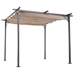Outsunny Cabrio-Pavillon Gartenpavillon mit Schiebedach per Seilzug wasserabweisend Sonnendach UV-Beständig Metall + Polyester Beige 3 x 3 x 2,3 m