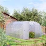 Outsunny Polytunnel Greenhouse Walk-In Metal Frame Transparent 400x300x200cm