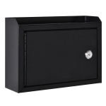 HOMCOM Briefkasten Wandbriefkasten Postkasten abschließbar mit Kassenschublade Funktion inkl. 2 Schlüssel Stahl Schwarz 25 x 7,7 x 18,5 cm