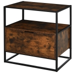 HOMCOM Beistelltisch mit Schublade Betttisch Nachttisch Couchtisch für Büro Wohnzimmer Spanplatte Schwarz+Braun 73 x 45,5 x 76 cm