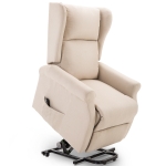 HOMCOM® Fernsehsessel Aufstehhilfe | Leinen, Holz, Schaumstoff | 72,5 x 94 x 109 cm | Creme