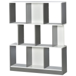 HOMCOM Bücherregal Standregal Büroregal Aktenregal für Büro Wohnzimmer Arbeitszimmer Spanplatte Grau+Weiß 100 x 24 x 124 cm