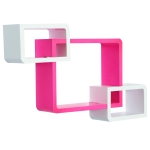 HOMCOM® Wandregal Hängeregal mit 3 Fächern MDF Rosa+Weiß