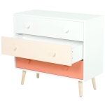 HOMCOM Kinderzimmer Schrank mit 3 Schubladen, Kinderschrank, Kommode, Aufbewahrung,Kiefernholz, MDF, Rosa, 90 x 42 x 80 cm