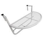 Outsunny Balkonhängetisch Hängetisch höhenverstellbar halbrund Ø30 cm Terrasse Metall Weiß L60 x B45 x H50 cm