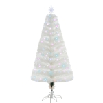 HOMCOM® Weihnachtsbaum 1,5 m Christbaum 170 Zweige mit RGB Led-Leuchten Metall PVC Weiß