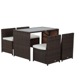 Outsunny Gartenmöbel-Set in Rattanoptik, 5-teilig, Stahl, Braun+Khaki