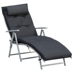 Outsunny Sonnenliege mit Kissen, Klappbare Strandliege, Gartenliege, 7-stufig verstellbare Rückenlehne, Relaxliege, Metall, Texteline, Schwarz, 137 x 63,5 x 100,5 cm